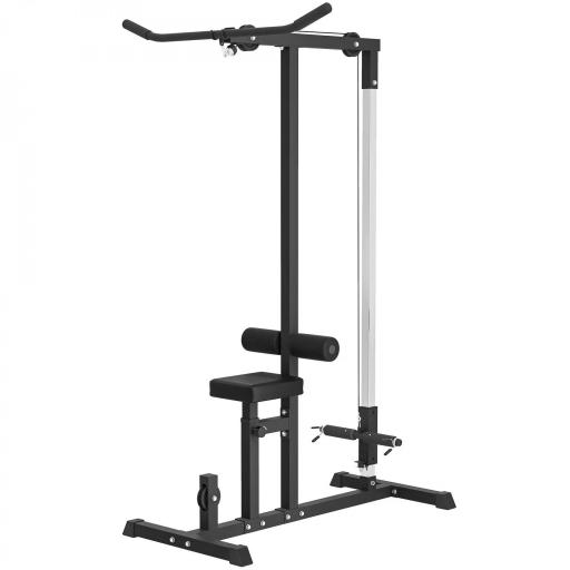 Máquina de Musculación Estación de Entrenamiento para Jalón al Pecho con Polea y Asiento Regulable para Entrenamiento en Gimnasio Hogar Oficina Carga Máx. 100 kg 107x120x190 cm Negro [9]