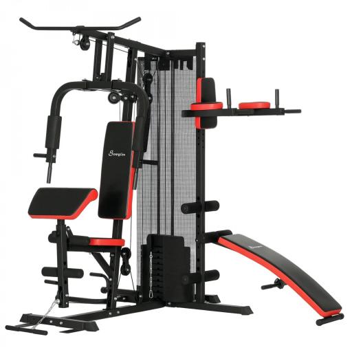 Multiestación de Musculación con Placas de Peso de 45 kg Carga Max. 110 kg para Entrenamiento 225x175x200 cm Negro [5]