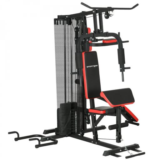 Multiestación de Musculación con Placas de Peso de 45 kg Carga Max. 110 kg para Entrenamiento 225x175x200 cm Negro [6]