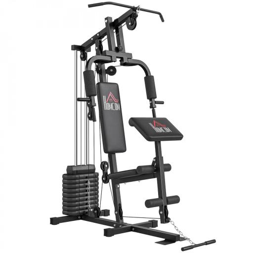 Máquina de Musculación con Placas de Peso de 45 kg Carga Max. 100 kg para Entrenamiento Fitness en Hogar Gimnasio Negro [6]