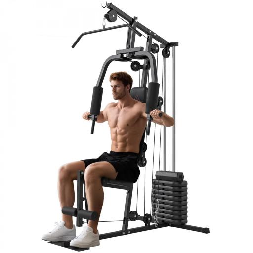 Máquina de Musculación con Estribo para Piernas Placas de Peso 45 Kg Carga Max. 110 kg 135x103x200 cm Negro [4]