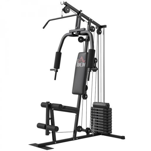 Máquina de Musculación con Estribo para Piernas Placas de Peso 45 Kg Carga Max. 110 kg 135x103x200 cm Negro [7]