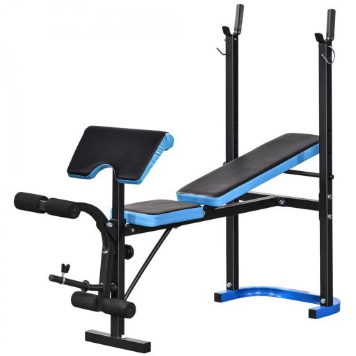 Banco de Musculación Banco de Pesas con Soporte para Barra y Respaldo Ajustable para Entrenamiento en Casa Gimnasio Azul [8]