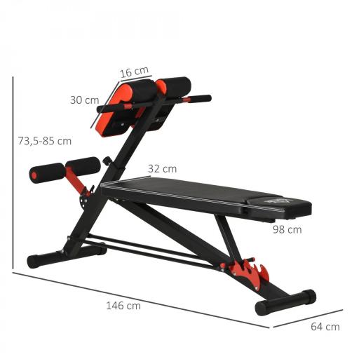 Banco de Pesas Multifuncional Banquillo de Gimnasio Completo Respaldo Inclinable en 3 Posiciones 64x146x73,5-85 cm Negro [5]