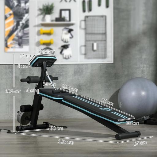 Banco de Musculación Plegable con Respaldo Regulable Extensión de Pierna Cojín de Predicador Banda 160x54x106 cm Negro [6]