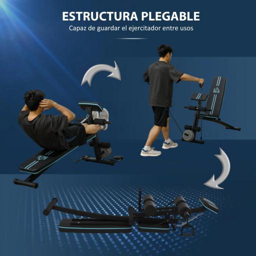 Banco de Musculación Plegable con Respaldo Regulable Extensión de Pierna Cojín de Predicador Banda 160x54x106 cm Negro [3]