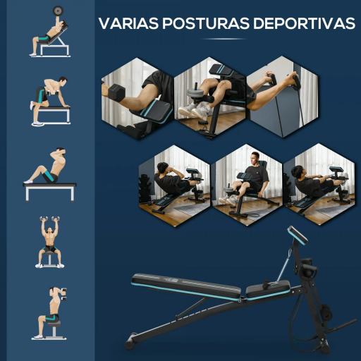 Banco de Musculación Plegable con Respaldo Regulable Extensión de Pierna Cojín de Predicador Banda 160x54x106 cm Negro [2]