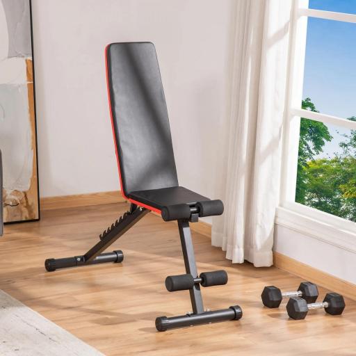 Banco de Pesas Plegable 2 en 1 Banco de Musculación de Acero con Altura Ajustable Respaldo Inclinable en 7 Posiciones para Entrenamiento en Hogar Gimnasio Carga 120 kg 116x43x56-116 cm Negro [7]