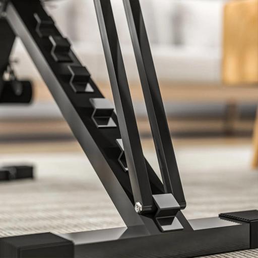 Banco de Musculación Ajustable Plegable con Respaldo y Asiento Regulables Estructura de Acero y Rodillos para Piernas [7]