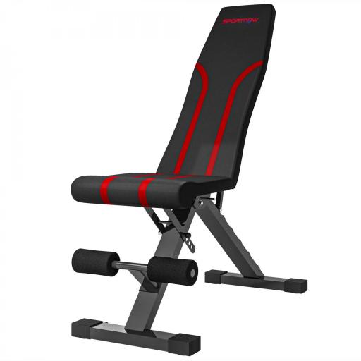 Banco de Musculación Ajustable Plegable con Respaldo y Asiento Regulables Estructura de Acero y Rodillos para Piernas [8]