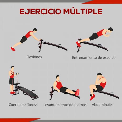 Banco de Abdominales Altura Ajustable Banco de Musculación Multifuncional para Fitness Entrenamiento de Espalda Abdominal Piernas Carga 120kg con 2 Cuerdas y 1 Tirador de Resorte [3]