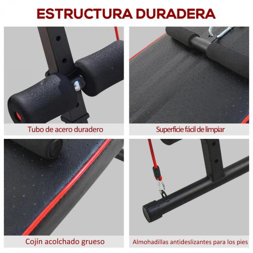 Banco de Abdominales Altura Ajustable Banco de Musculación Multifuncional para Fitness Entrenamiento de Espalda Abdominal Piernas Carga 120kg con 2 Cuerdas y 1 Tirador de Resorte [5]