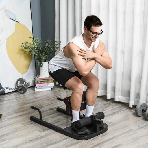  3-en-1 Máquina Equipo de Sentadilla para Ejercicios Abdominales Tablero Supino Multifuncional Ayuda en Cuclillas Equipo Negro