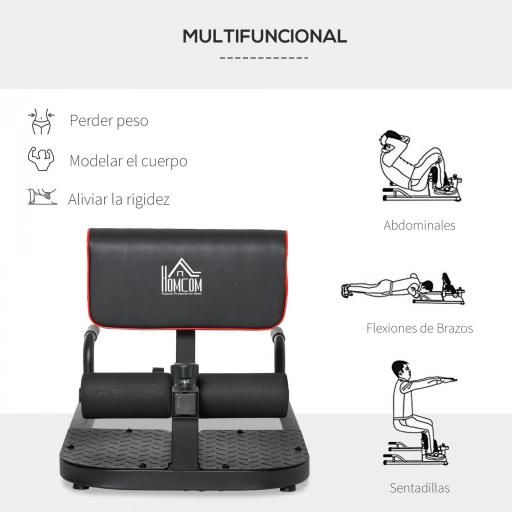  3-en-1 Máquina Equipo de Sentadilla para Ejercicios Abdominales Tablero Supino Multifuncional Ayuda en Cuclillas Equipo Negro [2]