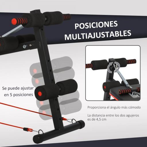 Banco Abdominales Plegable Ajustable en Altura con Soporte Poplíteo Regulable Ideal Hogar y Gimnasio 137x51x50-66 cm Negro [2]