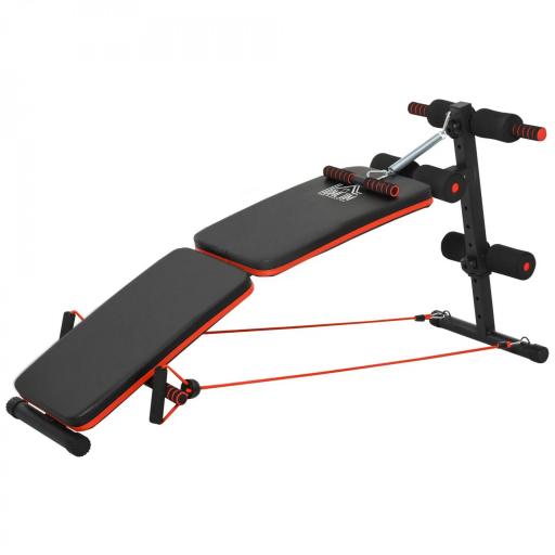Banco Abdominales Plegable Ajustable en Altura con Soporte Poplíteo Regulable Ideal Hogar y Gimnasio 137x51x50-66 cm Negro [9]