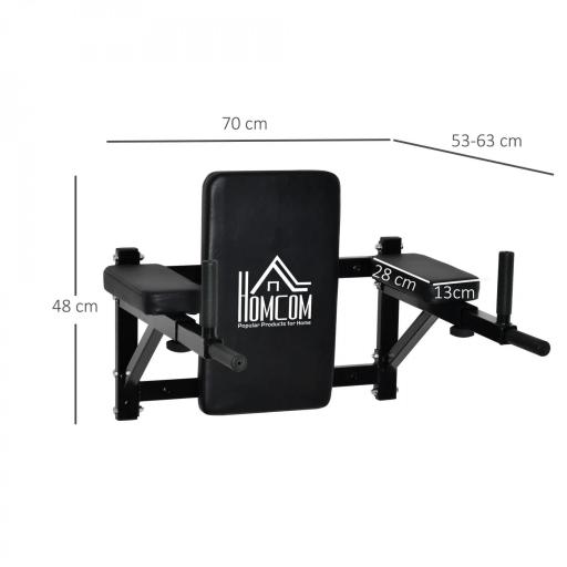 Barra de Musculación para Pared con Brazos Ajustables para hacer Dominadas Flexiones y Crossfit en Casa 70x53-63x48 cm Negro [1]