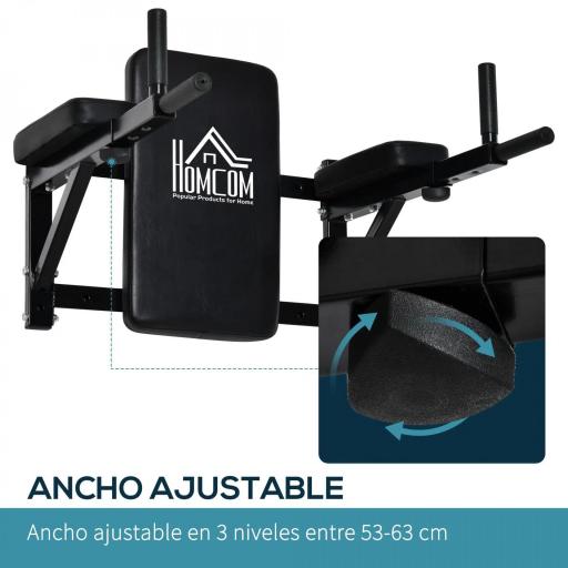 Barra de Musculación para Pared con Brazos Ajustables para hacer Dominadas Flexiones y Crossfit en Casa 70x53-63x48 cm Negro [3]