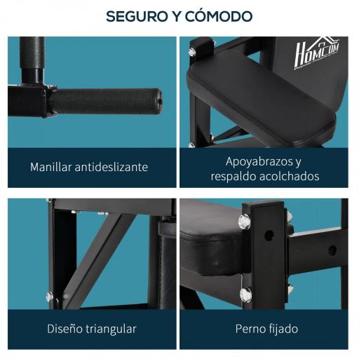 Barra de Musculación para Pared con Brazos Ajustables para hacer Dominadas Flexiones y Crossfit en Casa 70x53-63x48 cm Negro [4]