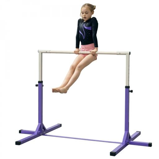 Barra de Gimnasia para Niños +3 Años Barra de Entrenamiento Altura Ajustable 92-150 cm Carga 75 kg 194x121x150cm Violeta  [9]