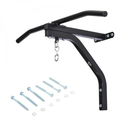 2 en 1 Barra de Dominadas para Pared de Acero Soporte de Saco de Boxeo Carga Máx. 130 kg 93x47x51 cm Negro [7]