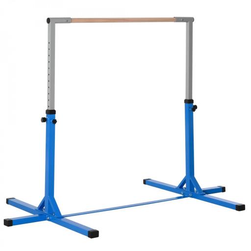 Barra de Gimnasia para Niños de +3 Años Barra de Entrenamiento Altura Ajustable 92-150 cm Carga 75 kg 194x121x150cm Azul [10]