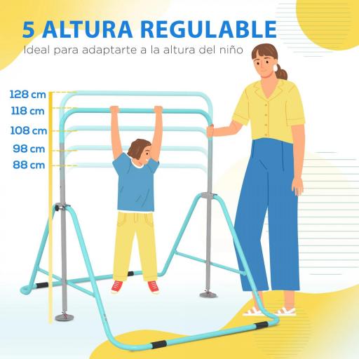 Barra de Gimnasia Artística Plegable Altura Ajustable Equipo de Gimnasia para Entrenamiento en Casa Azul Celeste [2]