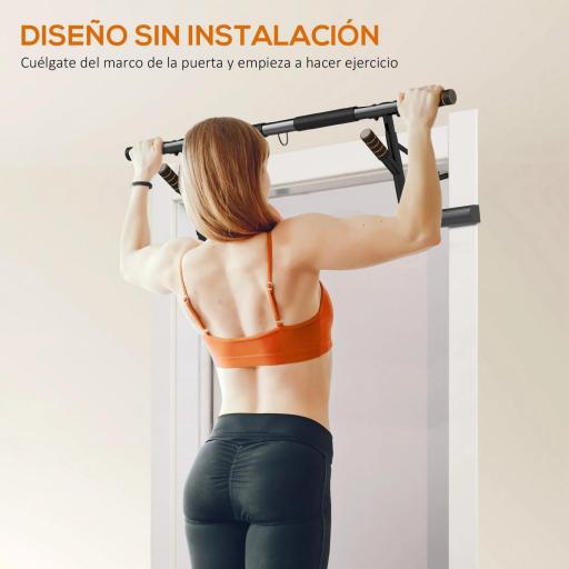 Barra de Dominadas de Pared con Bandas de Resistencia Carga 150 kg para Ejercicio y Entrenamiento Negro y Naranja [3]