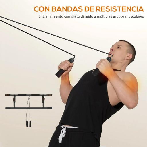 Barra de Dominadas de Pared con Bandas de Resistencia Carga 150 kg para Ejercicio y Entrenamiento Negro y Naranja [4]