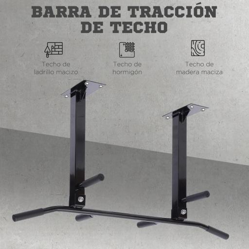 Barra de Dominadas en Techo Barra para Dominadas de Acero Barra de Tracción para Entrenamiento Casa 105,5x28x49 cm Negro [2]