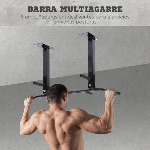 Barra de Dominadas en Techo Barra para Dominadas de Acero Barra de Tracción para Entrenamiento Casa 105,5x28x49 cm Negro [4]
