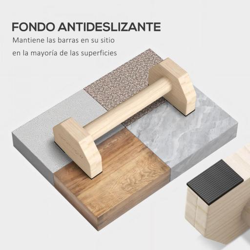 Barras Paralelas de Madera con Alfombra Antideslizante para Entrenamiento en Gimnasio Hogar 30x13x10 cm Natural [3]