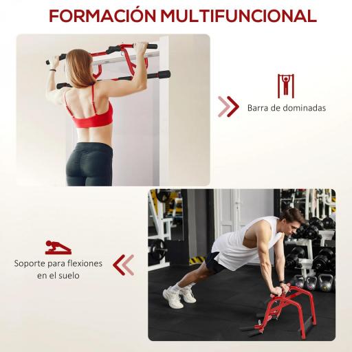 Barra de Dominadas de Pared Carga 150 kg para Ejercicio y Entrenamiento en Casa Gimnasio Rojo y Negro [2]