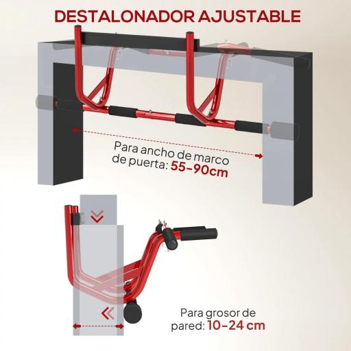 Barra de Dominadas de Pared Carga 150 kg para Ejercicio y Entrenamiento en Casa Gimnasio Rojo y Negro [1]