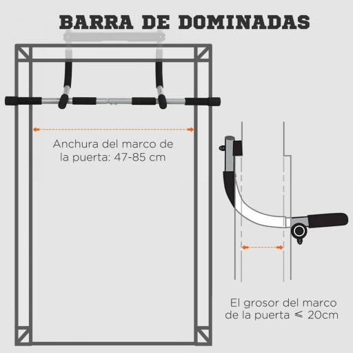 Barra de Dominadas en Techo Barra para hacer Dominadas Barra de Tracción para Entrenamiento Carga 110kg 92x40x17cm Negro [2]