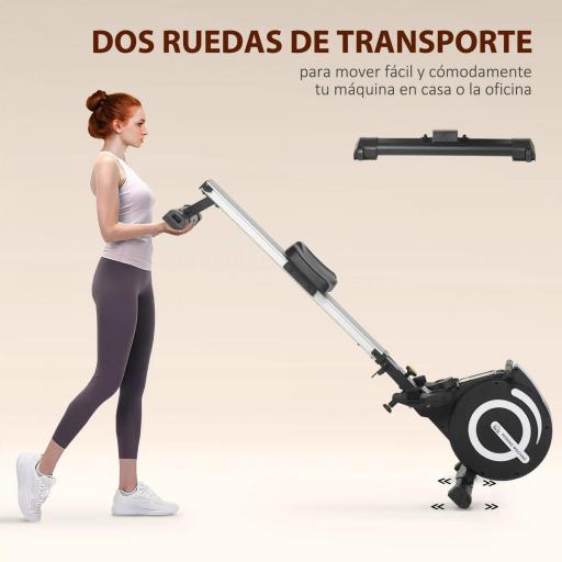 Máquina de Remo Plegable con Resistencia Ajustable Volante de 4kg y Monitor LCD Carga 120kg 185x58x57 cm Negro y Plata [4]