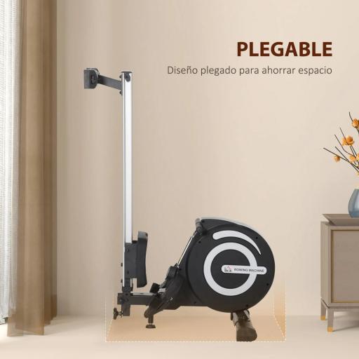 Máquina de Remo Plegable con Resistencia Ajustable Volante de 4kg y Monitor LCD Carga 120kg 185x58x57 cm Negro y Plata [3]