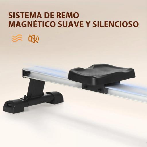 Máquina de Remo Plegable con Resistencia Ajustable Volante de 4kg y Monitor LCD Carga 120kg 185x58x57 cm Negro y Plata [6]
