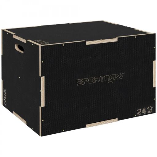 Cajón de Salto Pliométrico de Madera con Mangos Huecos Carga 120 kg para Casa Oficina Gimnasia 61x51x41 cm Negro [9]