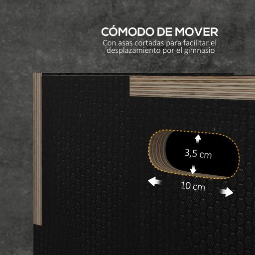 Cajón de Salto Pliométrico de Madera con Mangos Huecos Carga 120 kg para Casa Oficina Gimnasia 76x61x51 cm Negro [3]