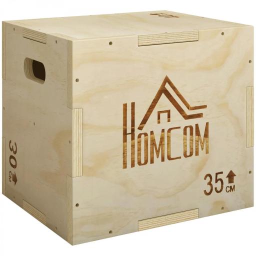 Cajón Pliométrico de Madera 3 en 1 con 2 Mango Hueco para Casa Oficina Gimnasia 40,5x35,5x30,5 cm Madera Natural [8]