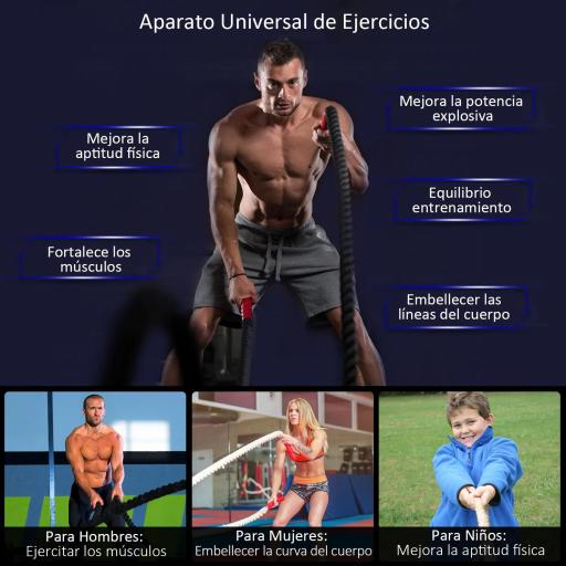 Cuerda de Batalla Ø38 mm Longitud 9 m Battle Rope Formación Battling Power Cuerda Ejercicio Fitness Deporte Poliéster Ultra Resistente Negro [4]