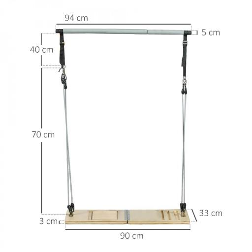 Barra Pilates con Bandas Elásticas Tabla Inclinada Ajustable y Resistencia Personalizable para Estiramientos 90x33x3 cm [1]