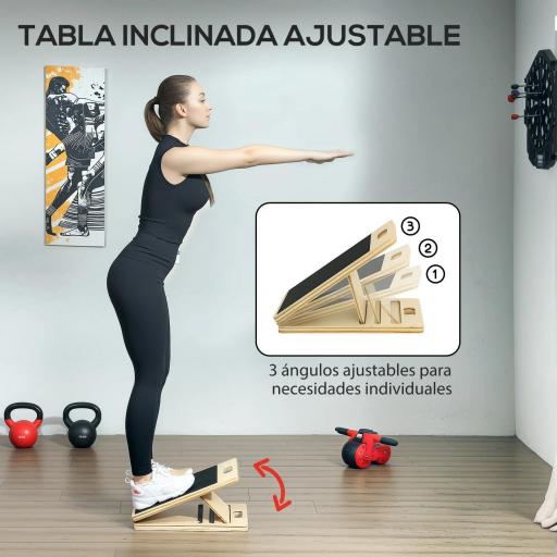 Barra Pilates con Bandas Elásticas Tabla Inclinada Ajustable y Resistencia Personalizable para Estiramientos 90x33x3 cm [4]
