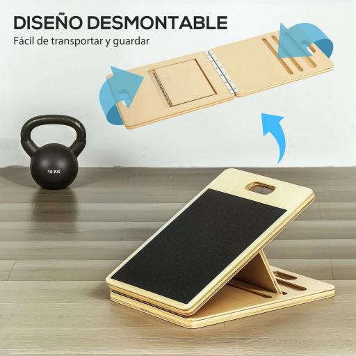 Barra Pilates con Bandas Elásticas Tabla Inclinada Ajustable y Resistencia Personalizable para Estiramientos 90x33x3 cm [3]