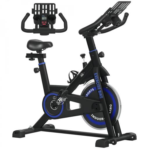  Bici Estática con Resistencia Regulable Volante de Inercia 8 kg Pantalla LCD Manillar y Asiento Ajustable Azul [8]
