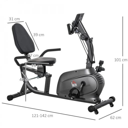 Bicicleta Estática con Respaldo de 8 Niveles de Resistencia con Volante Asiento Ajustable, Pantalla LCD y Soporte [2]
