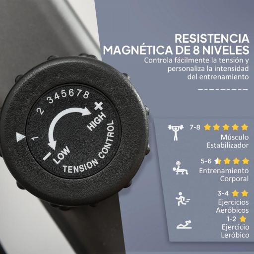 Bicicleta Estática con Respaldo de 8 Niveles de Resistencia con Volante Asiento Ajustable, Pantalla LCD y Soporte [5]