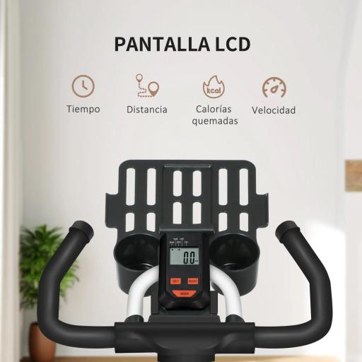 Bici Estática con Resistencia Regulable Volante de Inercia 8 kg Pantalla LCD Manillar y Asiento Ajustable Blanco [3]