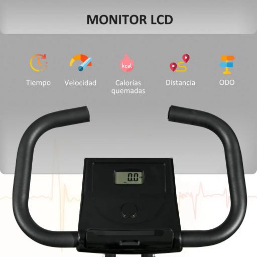 Bicicleta Estática Plegable con 8 Niveles de Resistencia Magnética Pantalla LCD y Asiento Regulable 43x85x109cm Negro [2]
